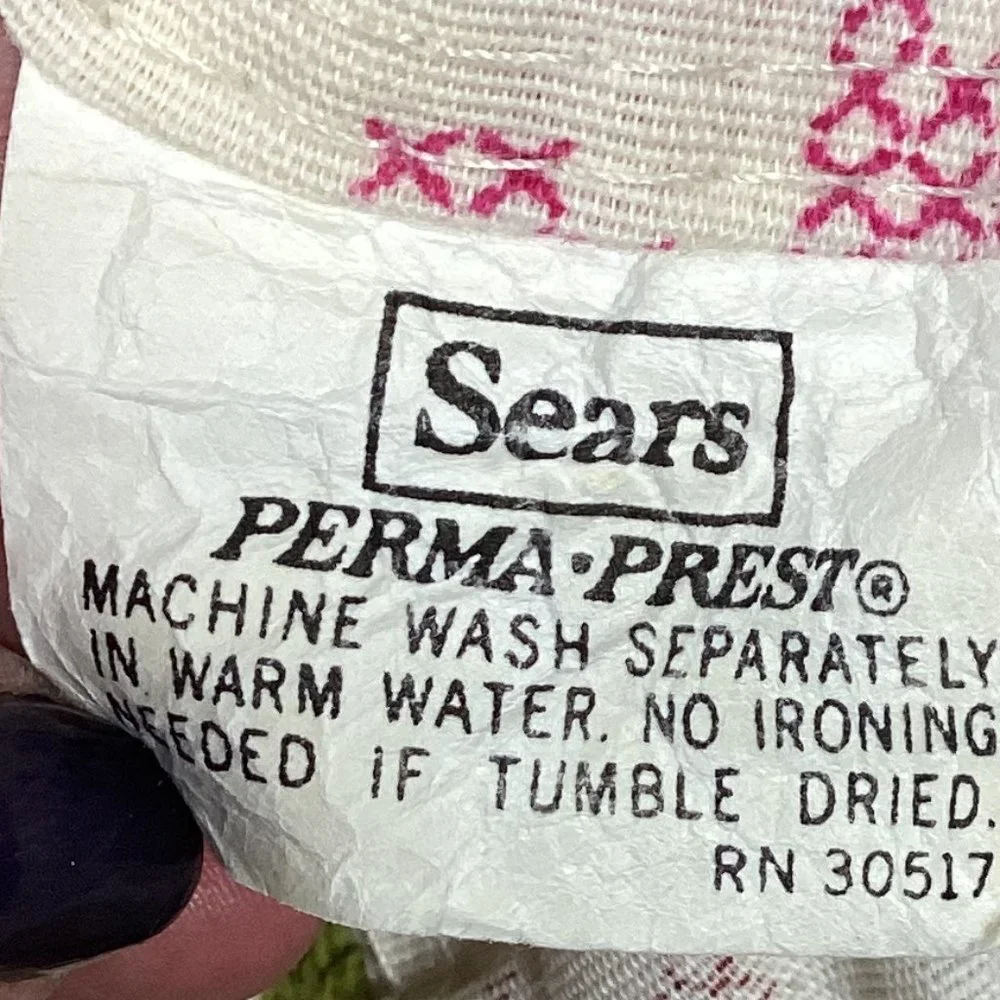Vintage Sears Perma-Prest Faux Cross Stitch Bedspread